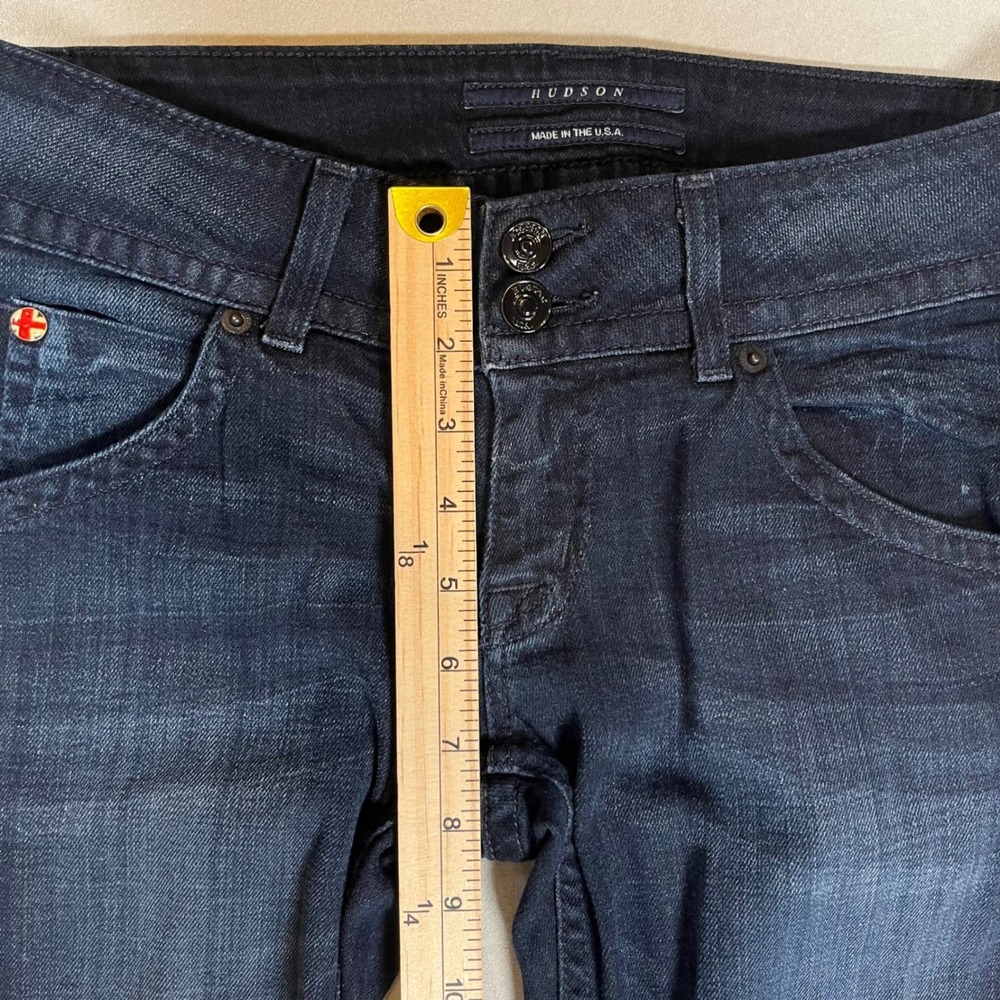 Hudson Beth Baby Bootcut Jeans Women 26 Dark Wash Blue Low Rise Flap Pocket USA - Picture 7 of 10